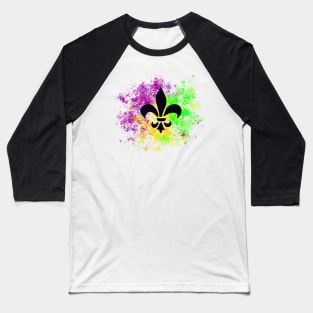 Abstract Mardi Gras Fleur de Lis Baseball T-Shirt